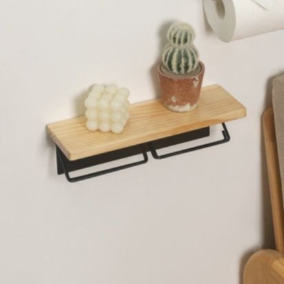 トイレットペーパーホルダー 天然木と金属の壁掛け二連トイレットペーパーホルダー棚