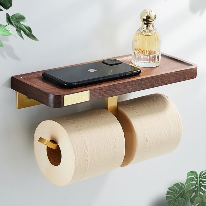 トイレットペーパーホルダー 現代銅木組み合わせ棚付き紙巾架