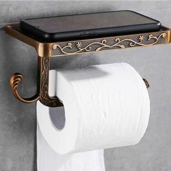 優雅な装飾彫刻入り壁掛け式トイレットペーパーホルダー