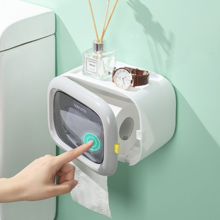 トイレットペーパーホルダー 壁掛け式テレビ型紙巾収納ボックス