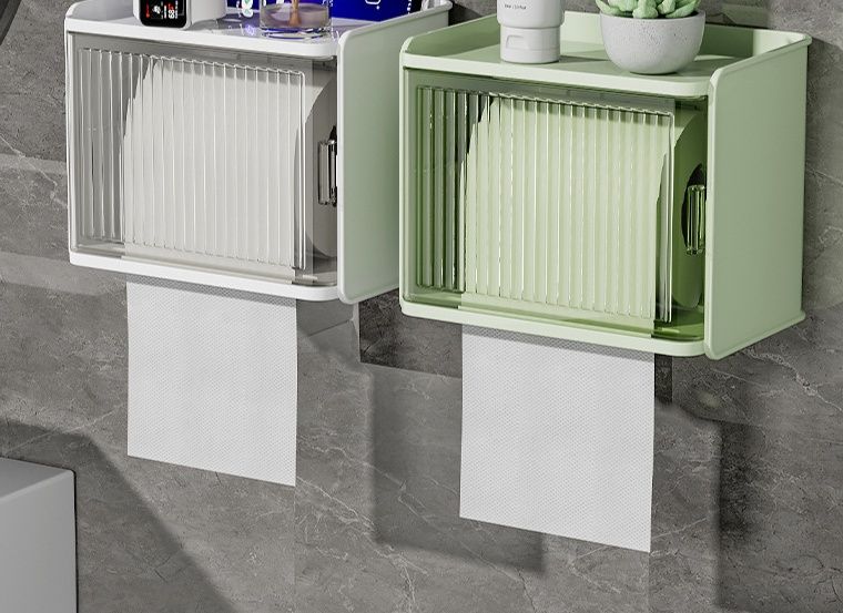 トイレットペーパーホルダー 壁掛け式縦型扉付きトイレ収納棚