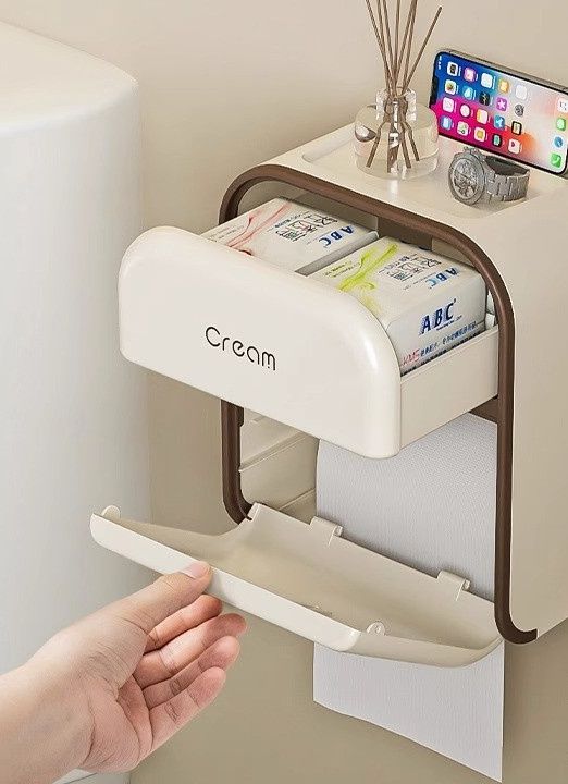 トイレットペーパーホルダー 壁掛け多機能トイレットペーパーホルダー収納棚