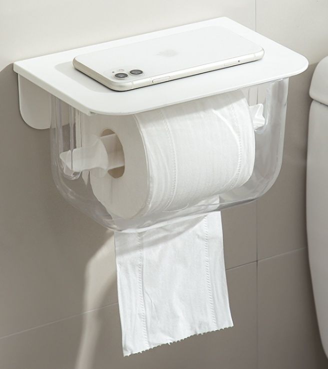 トイレットペーパーホルダー 壁掛け式収納棚付きカバー