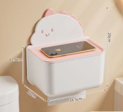 恐竜デザイン壁掛けトイレットペーパーホルダー棚