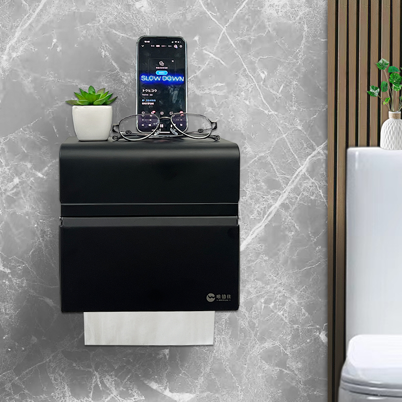 壁掛け収納棚付きトイレットペーパーホルダーカバー