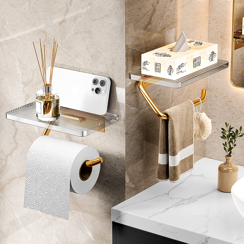 トイレットペーパーホルダー 多機能壁掛け式トイレットペーパーホルダー付き収納棚