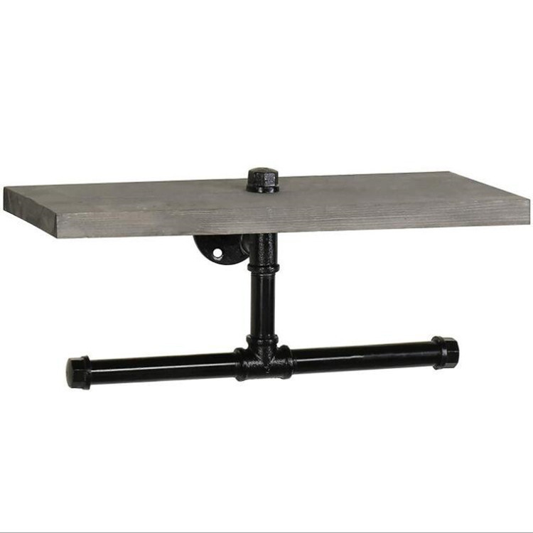 トイレットペーパーホルダー 二連式収納棚付き壁掛け　棚