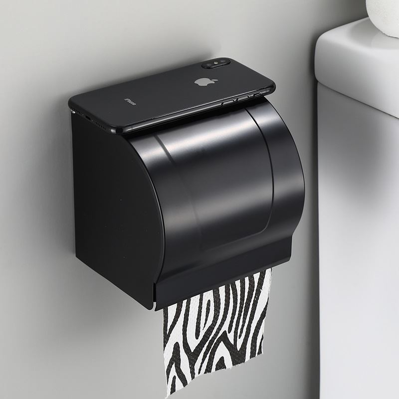 トイレットペーパーホルダー スマホ置き場付きペーパーカバー
