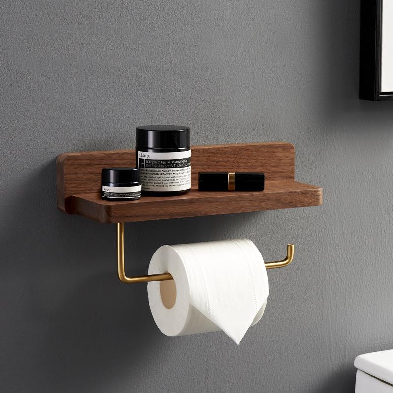 トイレットペーパーホルダー 木製収納付きトイレットペーパーホルダー