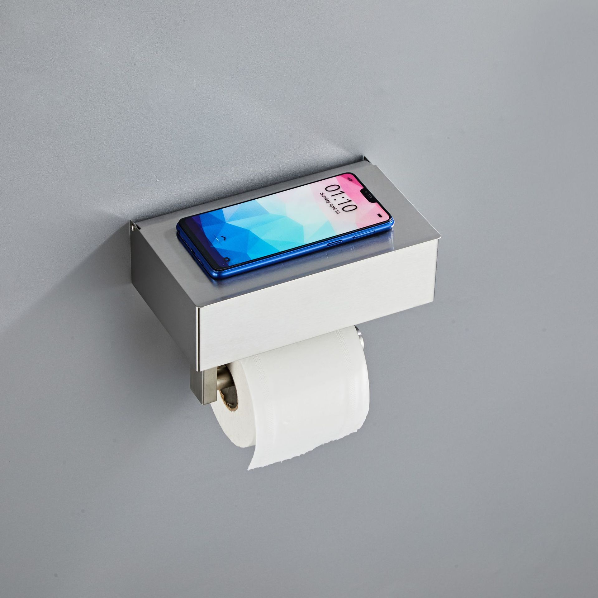 トイレットペーパーホルダー 壁掛け式収納棚付きトイレットペーパーホルダー