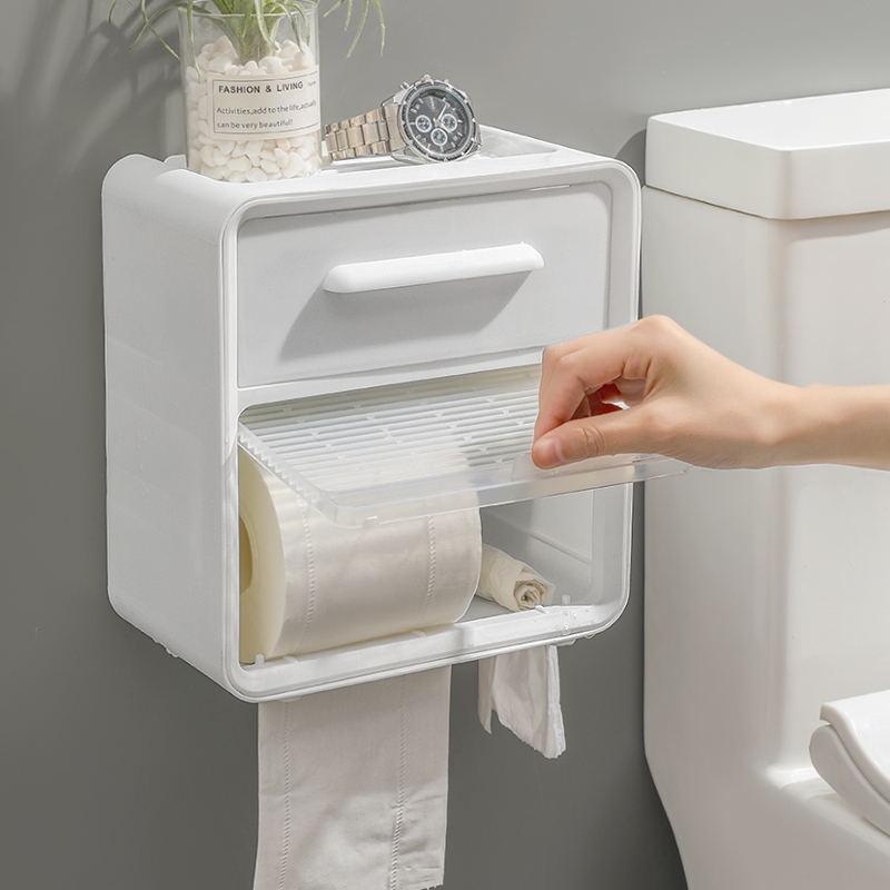 トイレットペーパーホルダー 多機能収納付き壁掛けトイレットペーパーホルダー