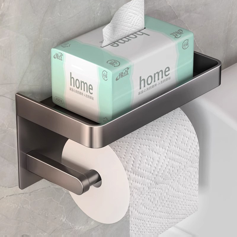 トイレットペーパーホルダー 棚付き壁掛けトイレットペーパーホルダー