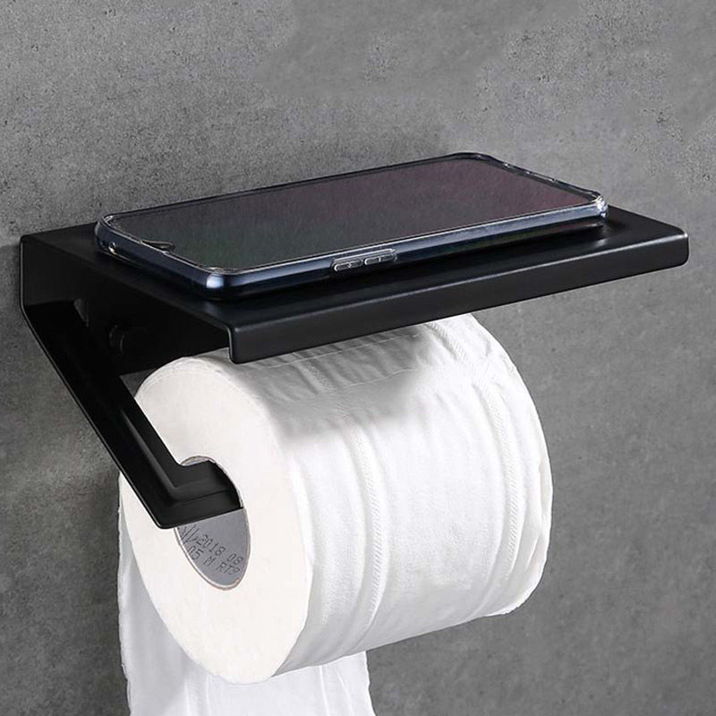 トイレットペーパーホルダー 棚付き壁掛けトイレットペーパーホルダー