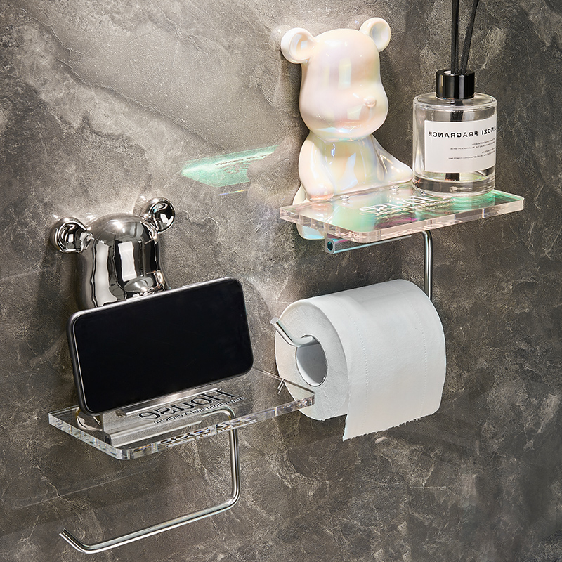 トイレットペーパーホルダー 透明アクリルトイレットペーパーホルダー棚