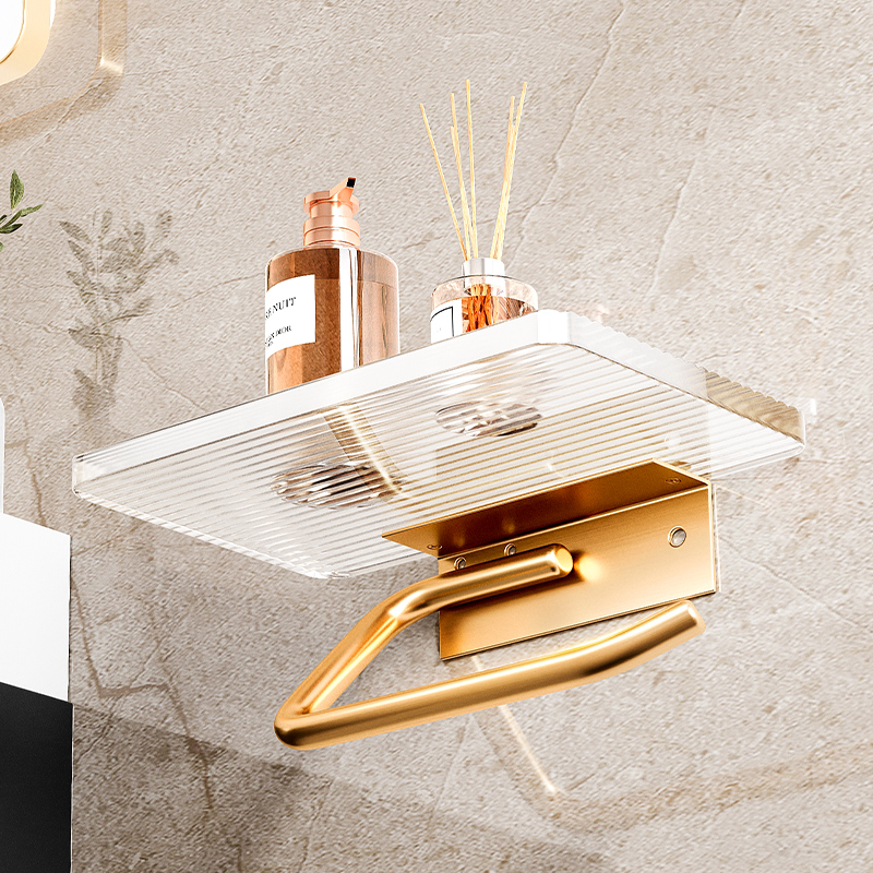 トイレットペーパーホルダー 多機能壁掛け式トイレットペーパーホルダー付き収納棚