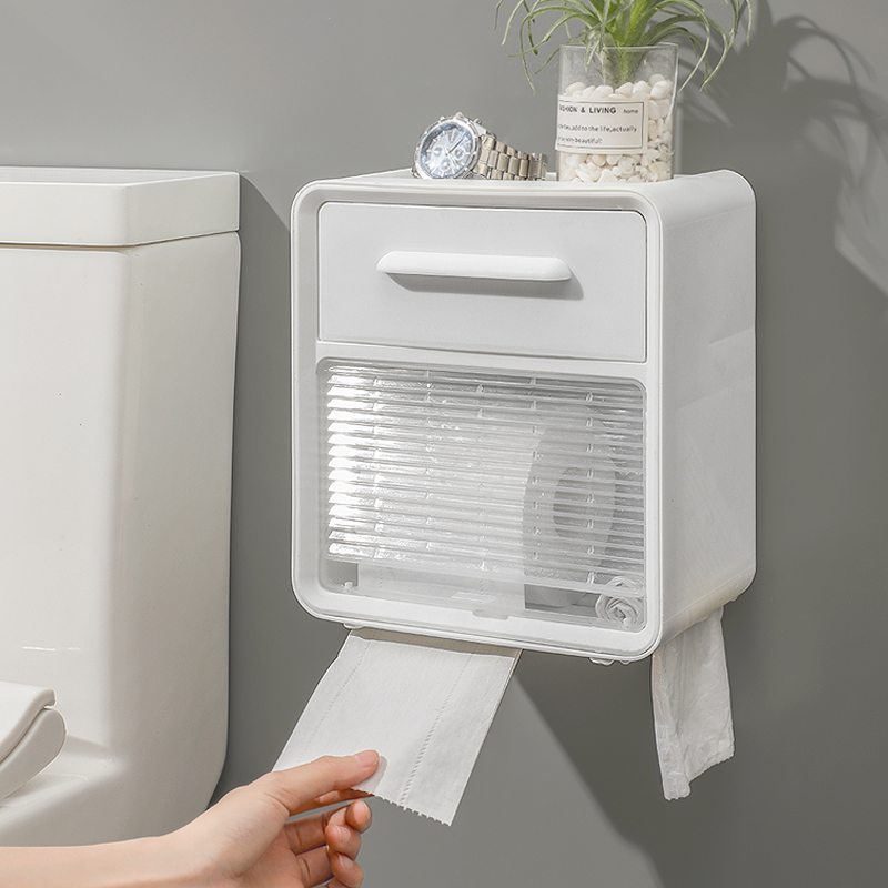 トイレットペーパーホルダー 多機能収納付き壁掛けトイレットペーパーホルダー