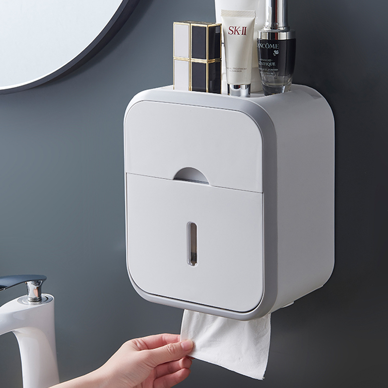 トイレットペーパーホルダー 多機能壁掛け式トイレットペーパー収納ボックス