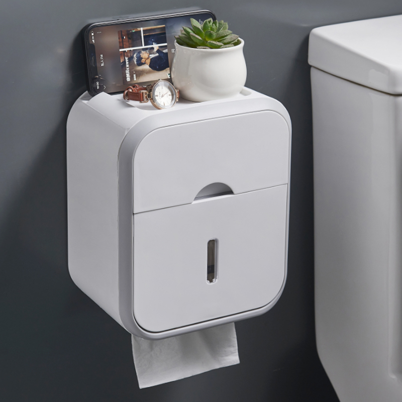 トイレットペーパーホルダー 多機能壁掛け式トイレットペーパー収納ボックス