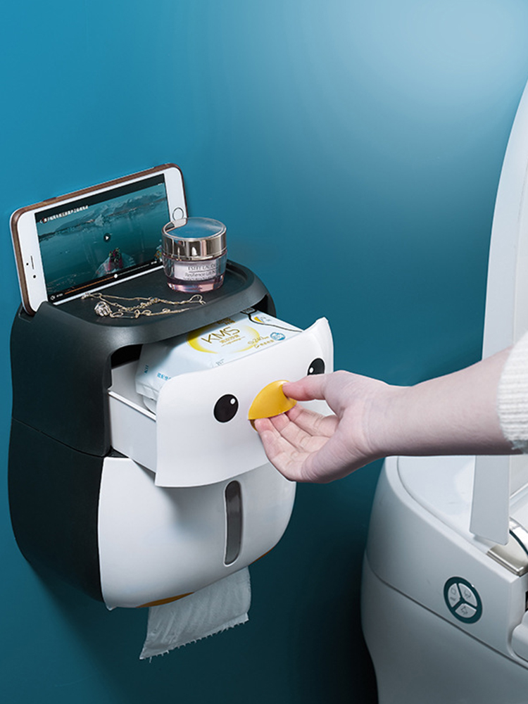 トイレットペーパーホルダー ペンギン型多機能トイレットペーパーホルダー棚