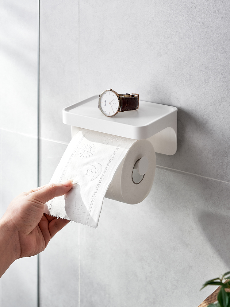 トイレットペーパーホルダー 壁面取付式多機能収納付きトイレットペーパーホルダー