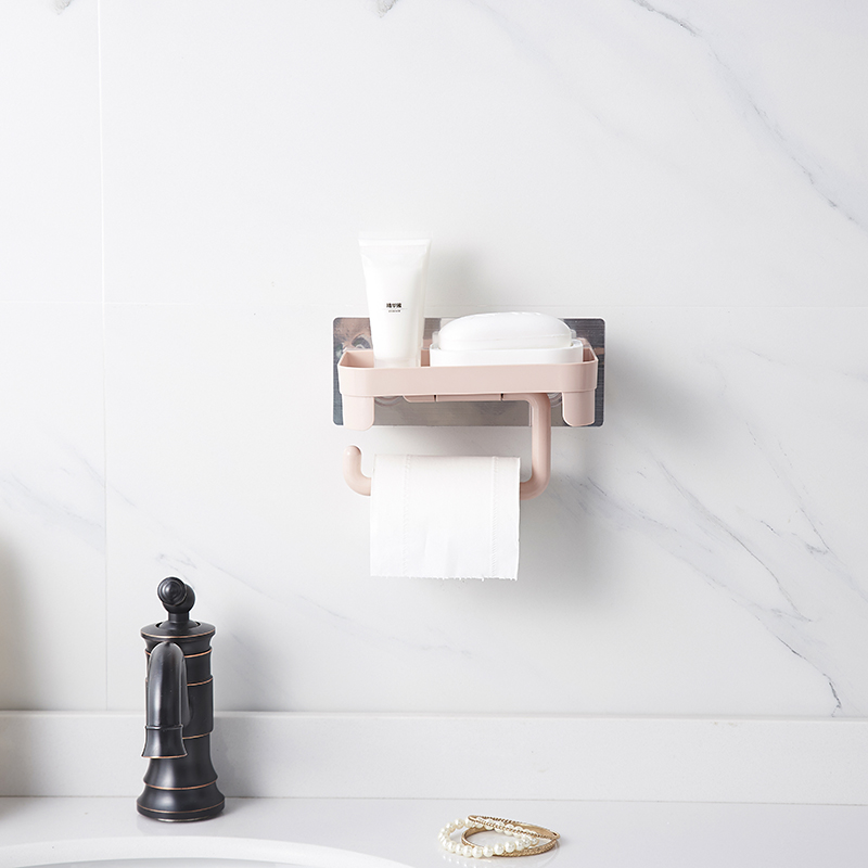 トイレットペーパーホルダー 壁掛け式多機能トイレットペーパーホルダー付き収納棚