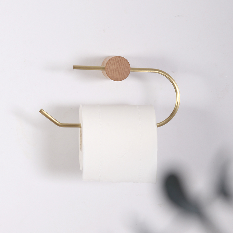 トイレットペーパーホルダー 北欧風木製アクセント付きトイレットペーパーホルダーカバー