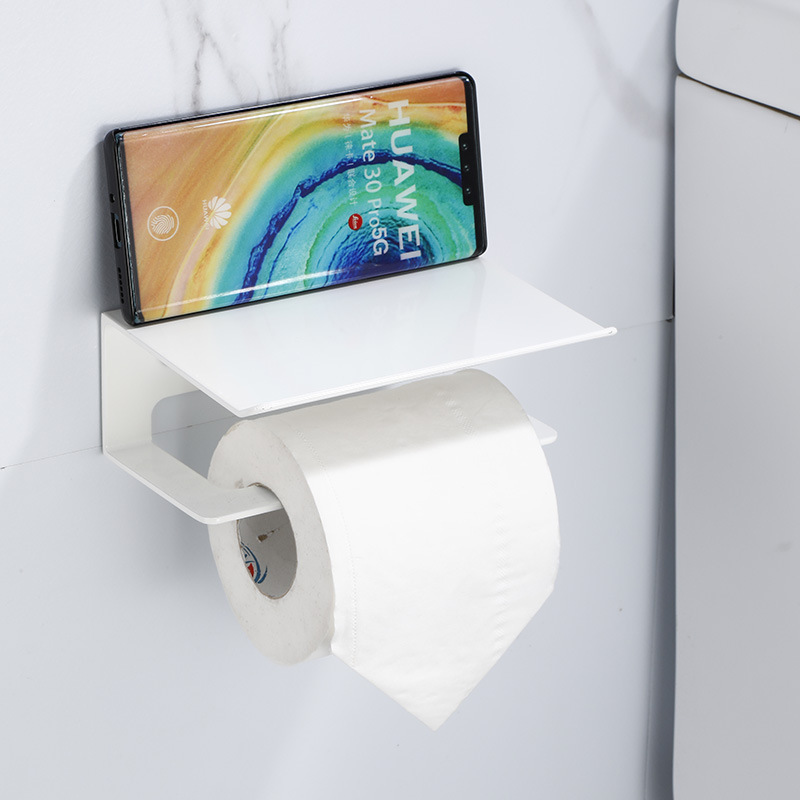 トイレットペーパーホルダー 棚付き壁掛けトイレットペーパーホルダー