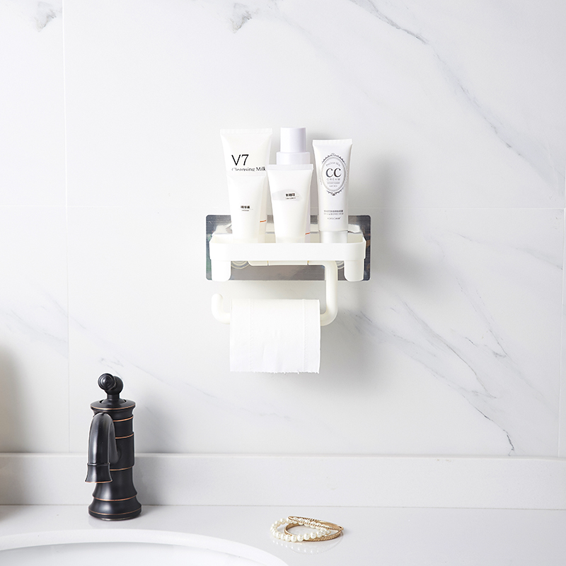 トイレットペーパーホルダー 壁掛け式多機能トイレットペーパーホルダー付き収納棚