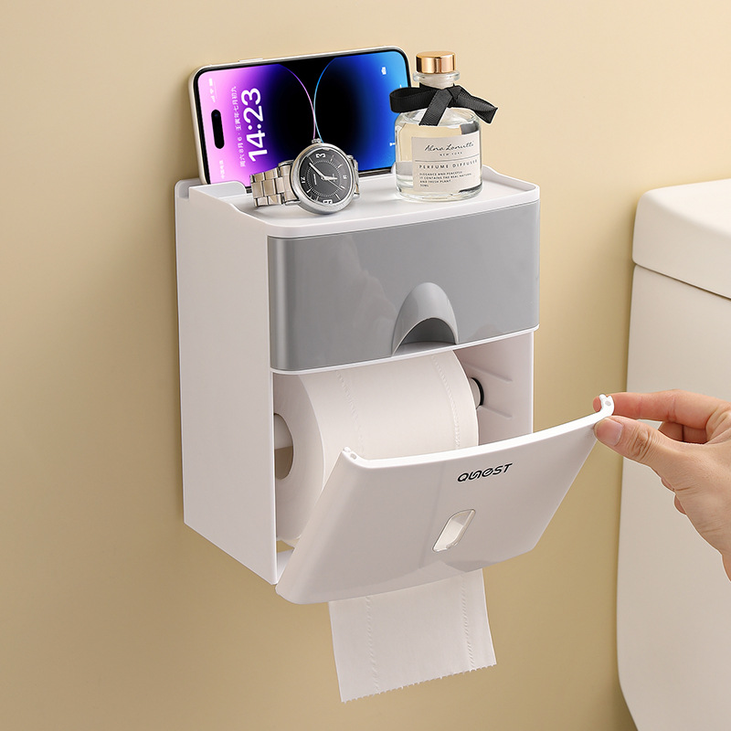 トイレットペーパーホルダー 多機能収納付き壁掛け式　カバー