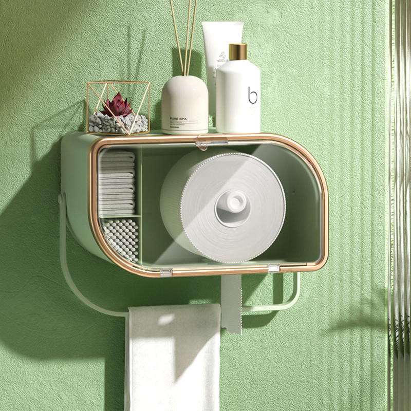 トイレットペーパーホルダー 多機能収納付き壁掛け紙巻器