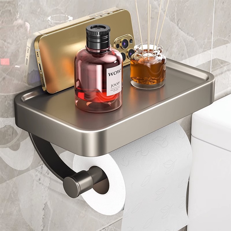 トイレットペーパーホルダー 壁掛け式トイレットペーパーホルダー棚付き