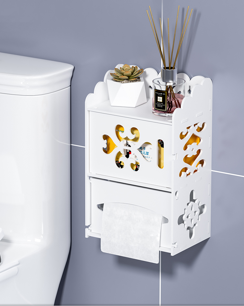 トイレットペーパーホルダー 壁掛け式多機能トイレットペーパー収納棚