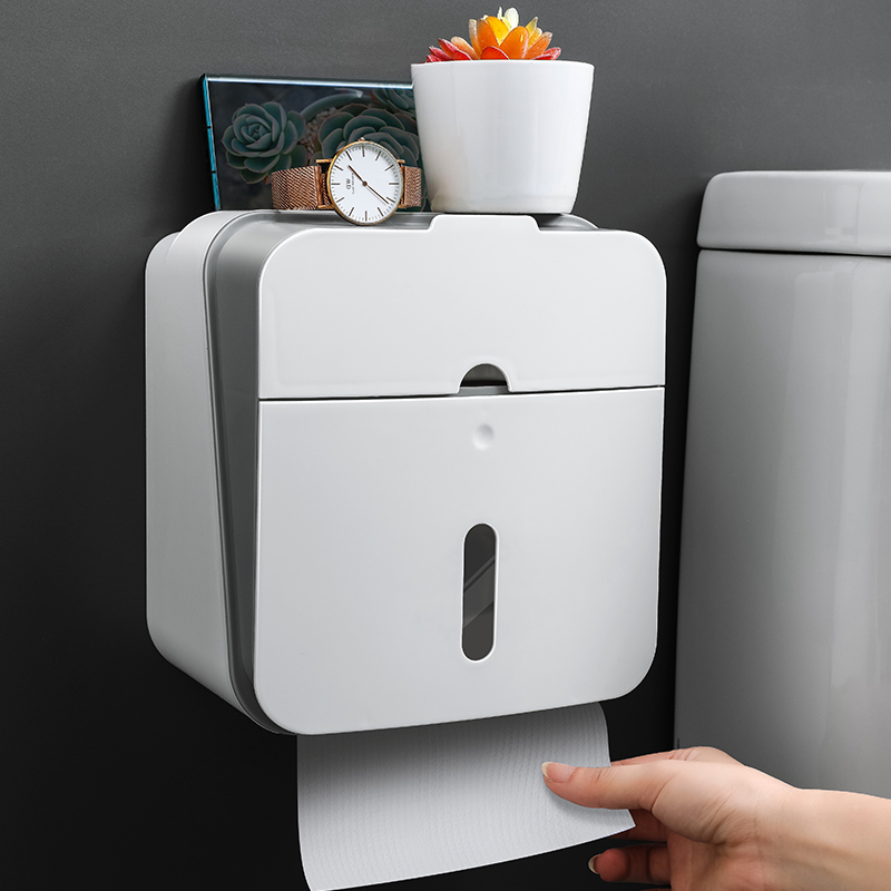 トイレットペーパーホルダー 多機能収納付き壁掛けトイレットペーパーホルダー