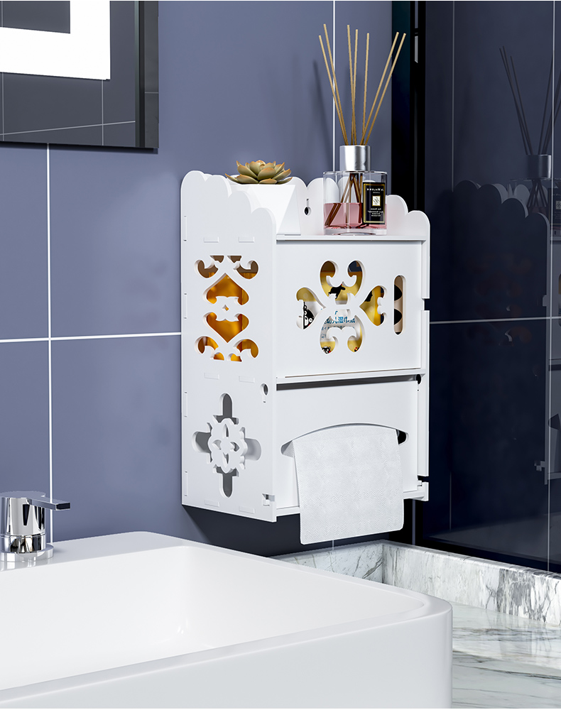 トイレットペーパーホルダー 壁掛け式多機能トイレットペーパー収納棚