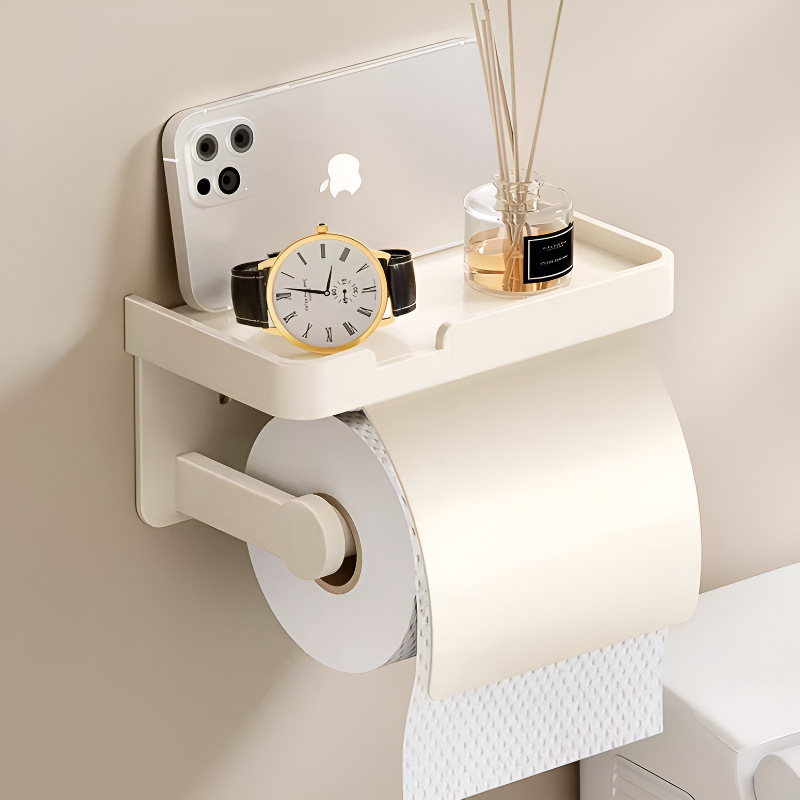 トイレットペーパーホルダー 壁掛け棚付きトイレットペーパーホルダー