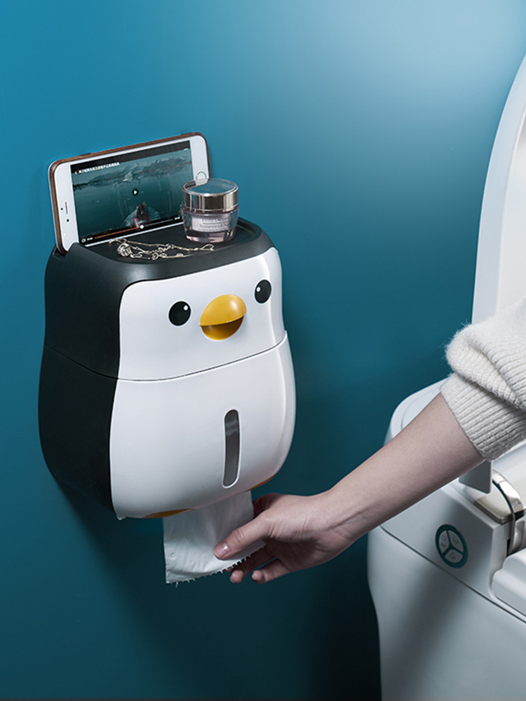 トイレットペーパーホルダー ペンギン型多機能トイレットペーパーホルダー棚