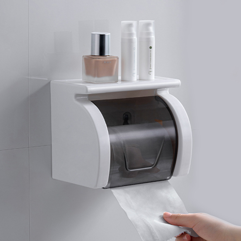 トイレットペーパーホルダー 棚付き壁掛けトイレットペーパーホルダーカバー