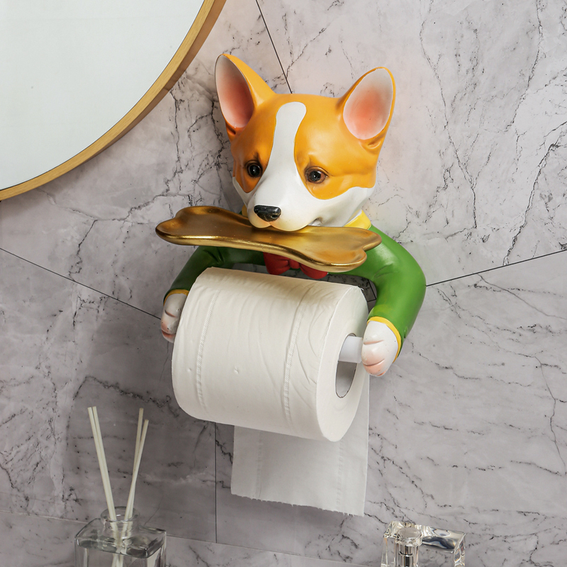 トイレットペーパーホルダー 愛犬の物置付きペーパーホルダー