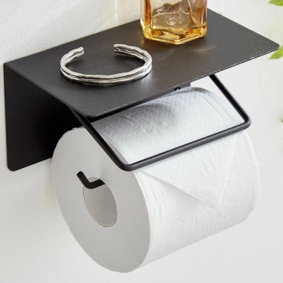 トイレットペーパーホルダー 棚付き壁掛けトイレットペーパーホルダー