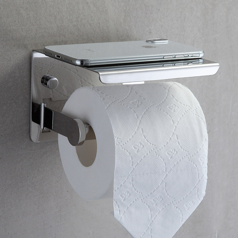 トイレットペーパーホルダー 棚付き壁掛けトイレットペーパーホルダー