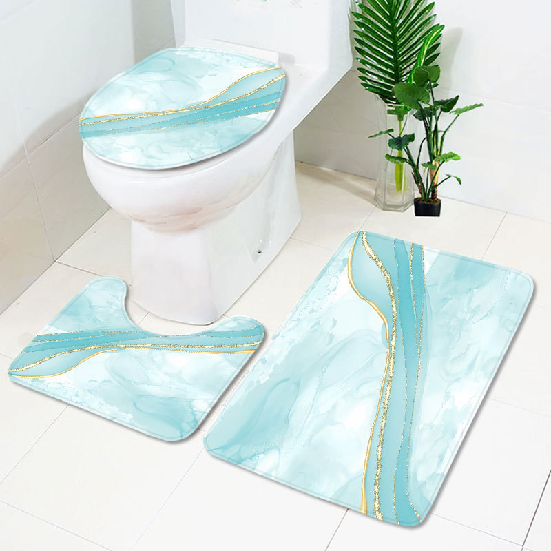 トイレマット 大理石風ゴールドライントイレマット4点セット