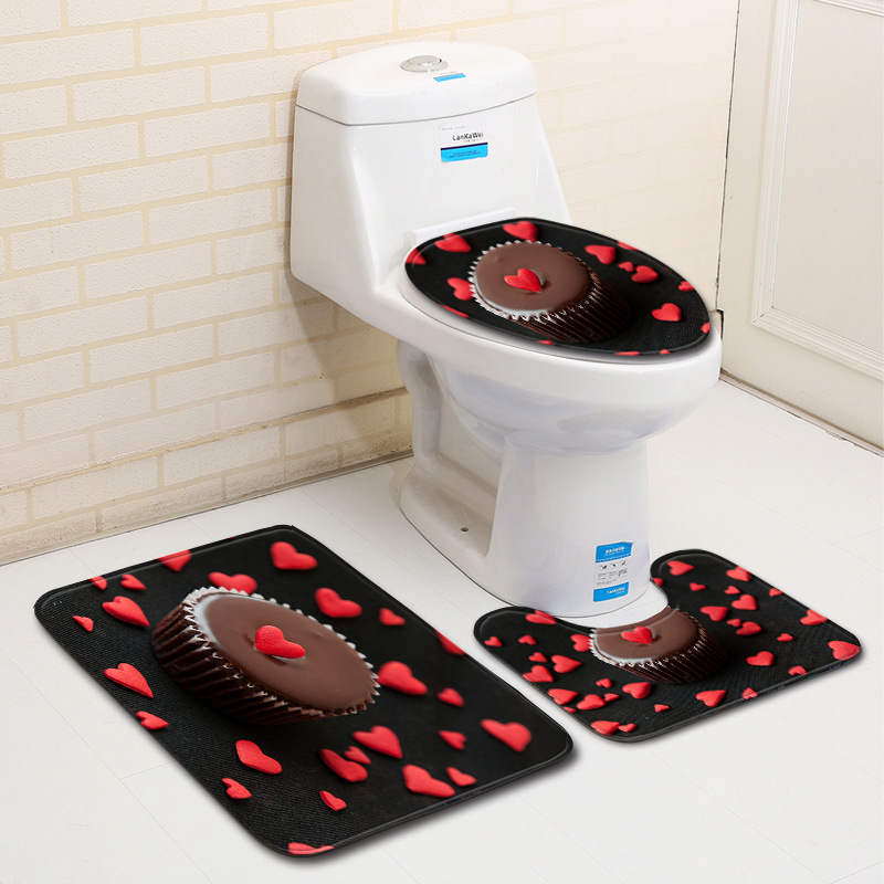 トイレマット ハートとチョコケーキ柄トイレマット3点セット