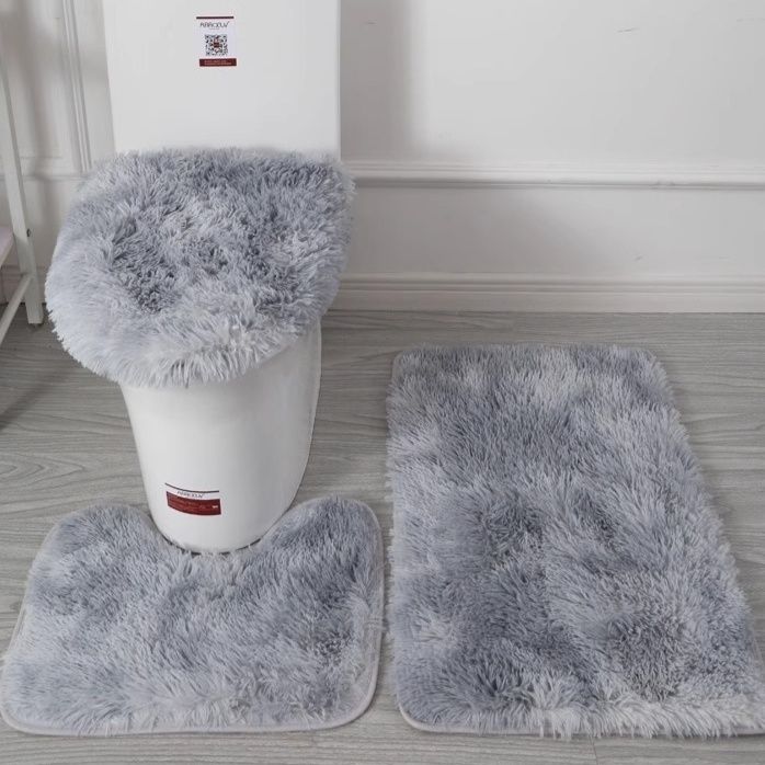 トイレマット ふわふわ長毛ファー調トイレマット三点セット