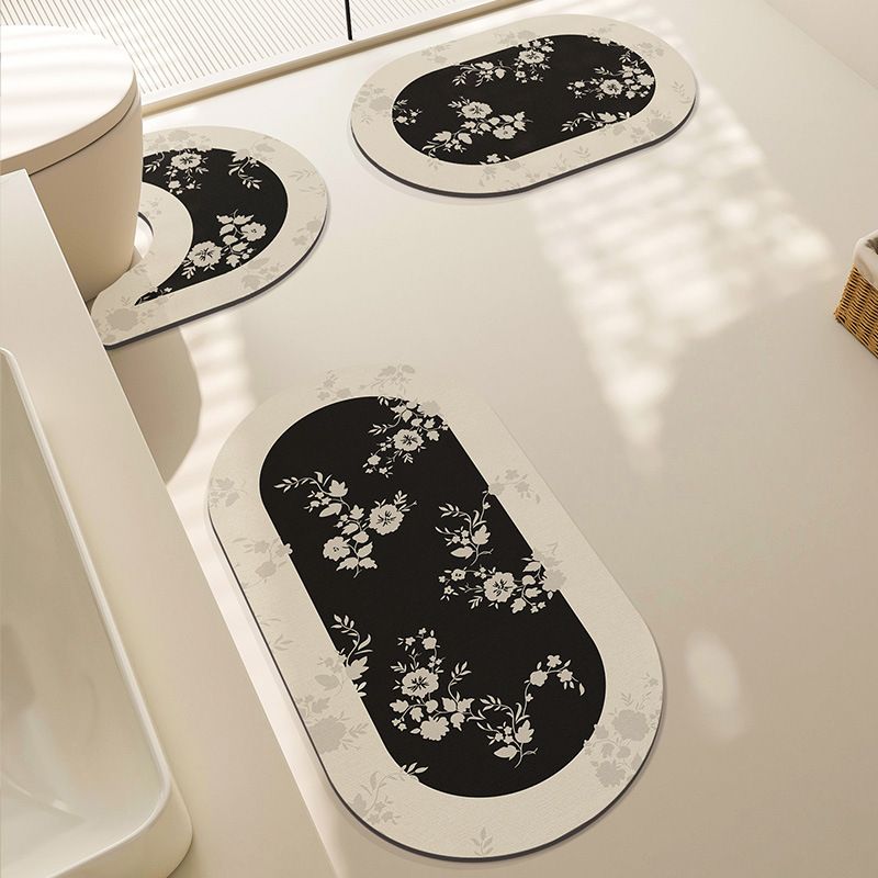 トイレマット 珪藻土素材の花柄デザイントイレマット三点セット