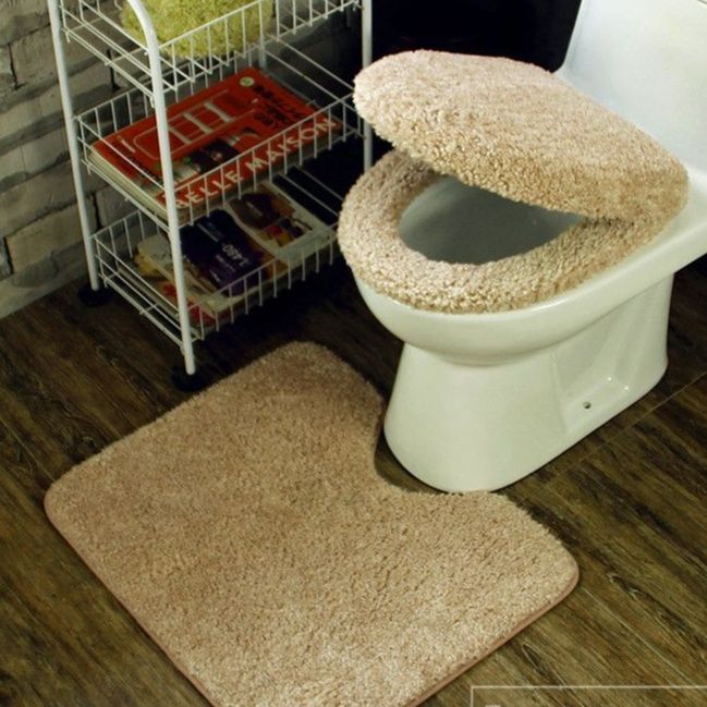 トイレマット ふわふわボリューム防滑トイレマット二点セット