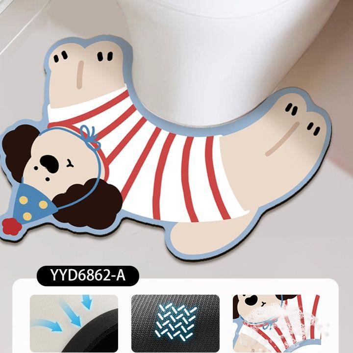 トイレマット 愛らしい動物足型珪藻土トイレマット