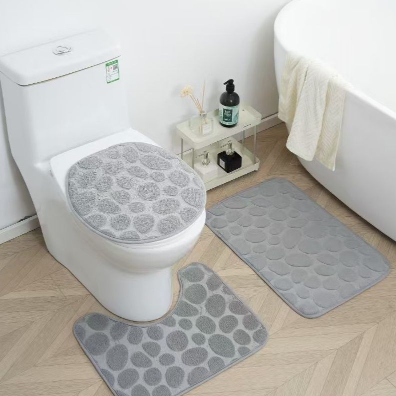 トイレマット 丸い石模様の北欧風トイレマット三点セット