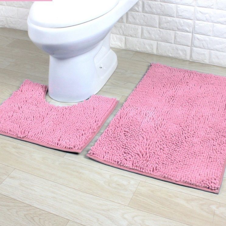 ふわふわシェニール素材のトイレマット2枚セット