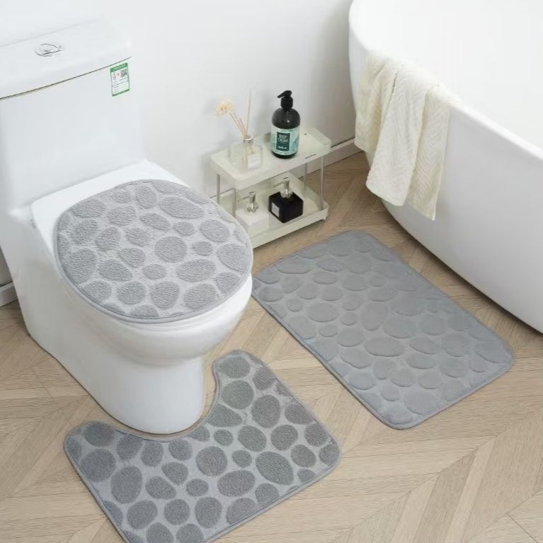 石畳模様のトイレマット三点セット