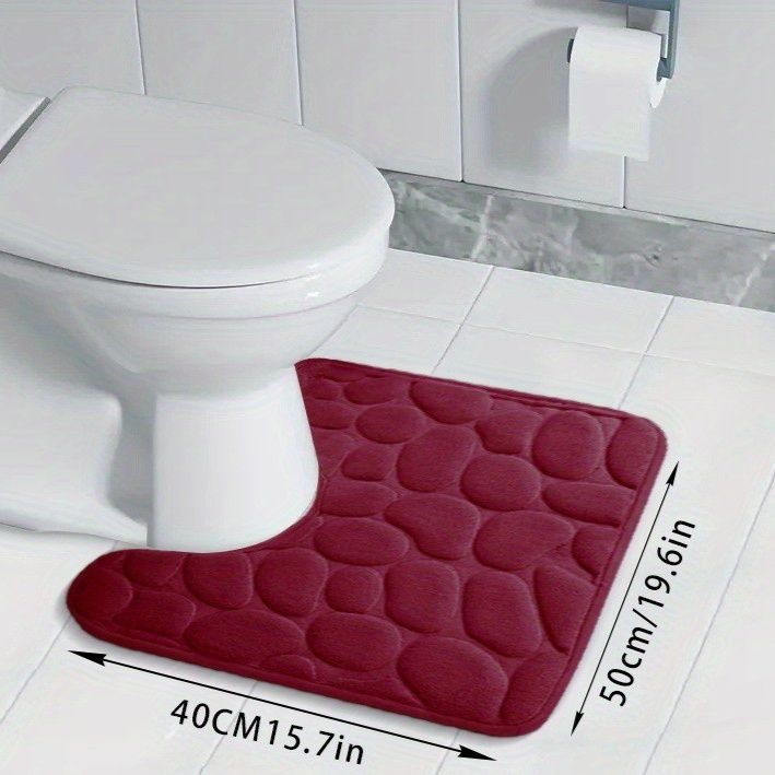 立体石畳模様の防水トイレマット ふわふわ床保護